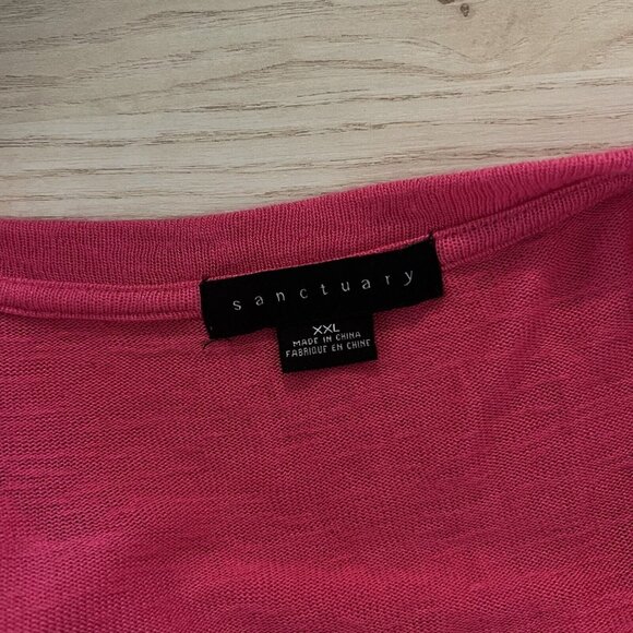 Sanctuary Sweater Size XXL Hot Pink Puff Sleeve Drop Shoulder Knit T2671-KS289 - Picture 4 of 8